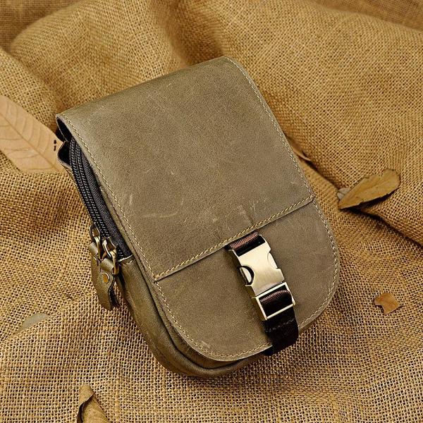 Leather Belt Pouch Mens Waist Bag Small Case for Men