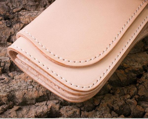 Handmade Mens Cool Beige Leather Chain Wallet Biker Trucker Wallet with Chain