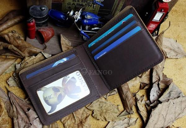 Handmade Leather Mens Cool Slim Leather Wallet Men billfold Wallets Bifold for Men