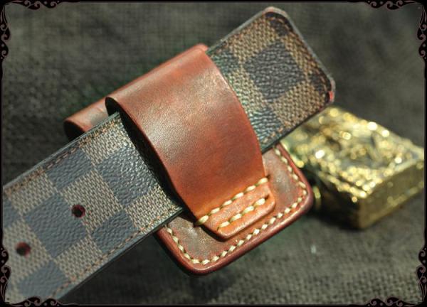 Cool Handmade Brown Leather Mens Zippo Lighter Case Heavy Armor Lighter Holder for Men