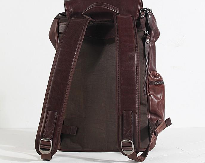 Genuine Leather Mens Cool Backpack Sling Bag Large Black Travel Bag Hiking Bag for men