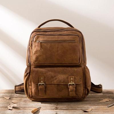 Brown Mens Leather Backpacks Travel Backpacks Laptop Backpack for men