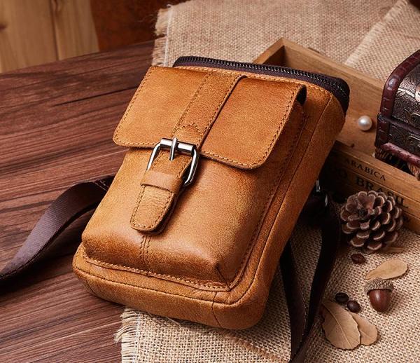 Leather Belt Pouch Mens Small Cases Waist Bag Hip Pack Belt Bag Fanny Pack Bumbag for Men