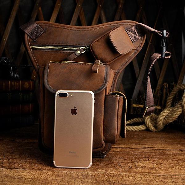 Leather Drop Leg Bag Belt Pouch Mens Waist Bag Shoulder Bag for Men