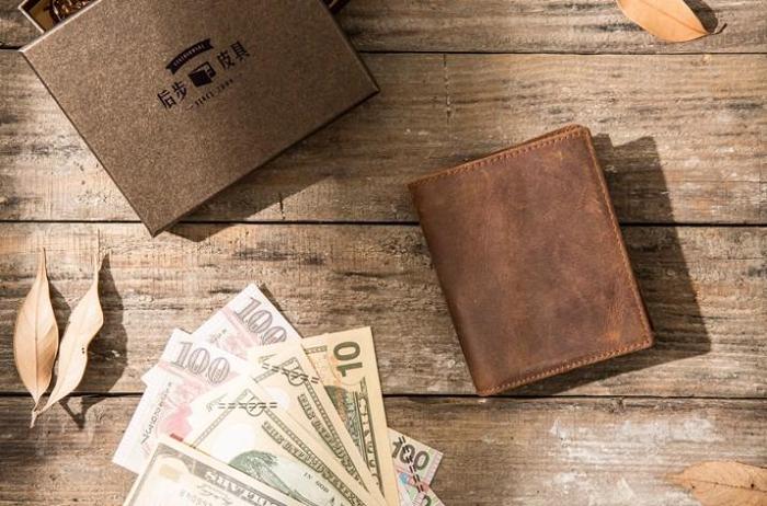 Cool Leather Vintage Mens Slim Small Wallets Zipper billfold Wallets for Men