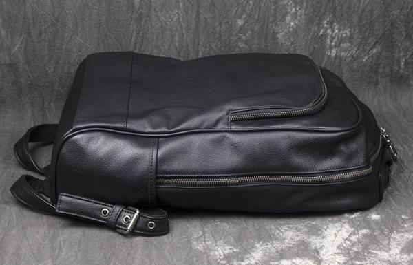 Cool Black Leather Mens Backpacks 15inch Laptop Backpacks School Backpack for Men