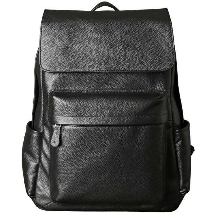 Genuine Leather Mens Cool Backpack Sling Bag Large Black Travel Bag Hiking Bag for men