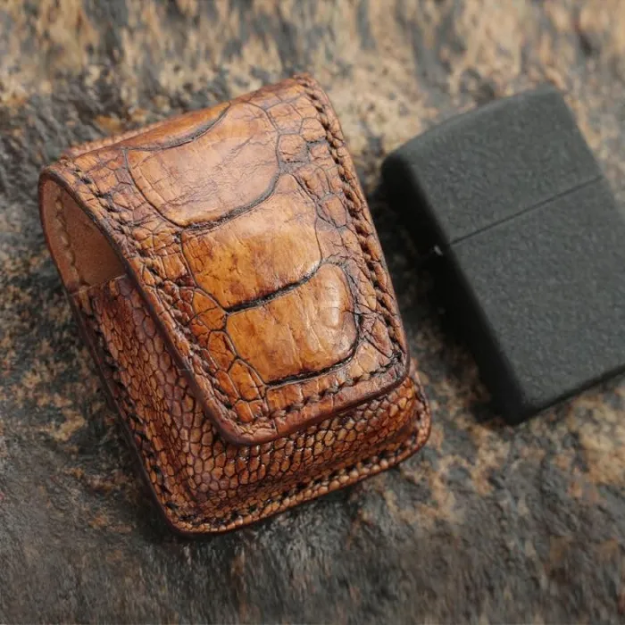 Cool Mens Brown Leather Zippo Lighter Cases with Loop Zippo lighter Holders with clips