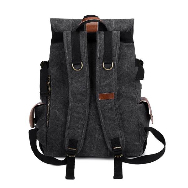 Canvas Leather Mens 15 Black Hiking Backpack Army Green Travel Backpack Blue College Backpack for Men