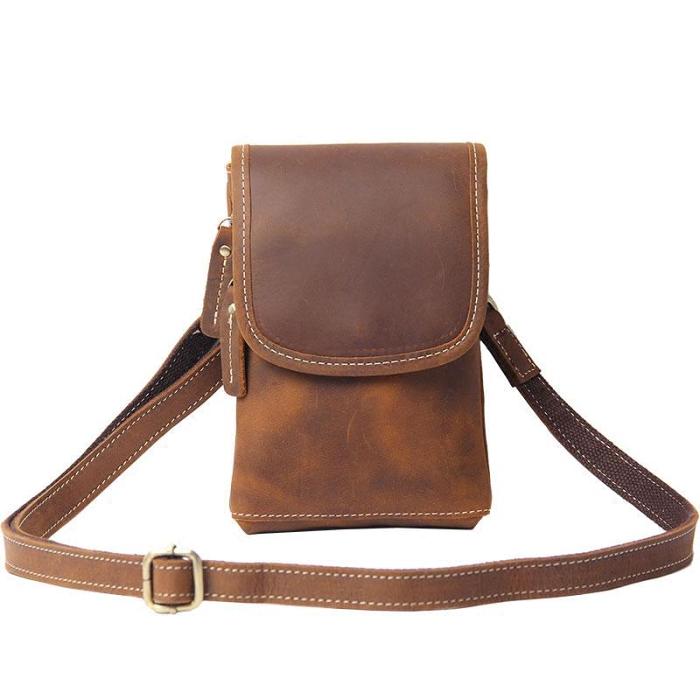 Leather Belt Pouch Mens Small Cases Waist Bag Hip Pack Belt Bag Fanny Pack Bumbag for Men