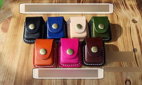 Handmade Blue Leather Mens Standard Zippo Lighter Case Zippo Lighter Holder with Belt Clip