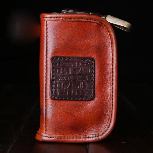 Genuine Leather Mens Cool Key Wallet Car Key Holder Car Key Case for Camel Men