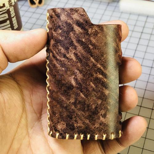 Handmade Leather Brown Mens LA PETITE BOX Holder Cigarette Case for Men