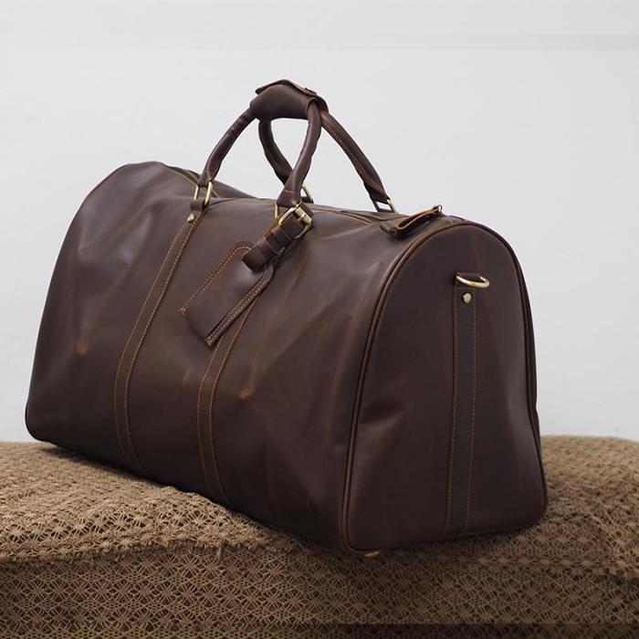 Cool Leather Mens Overnight Bags Weekender Bag Vintage Travel Bags Duffle Bags for Men