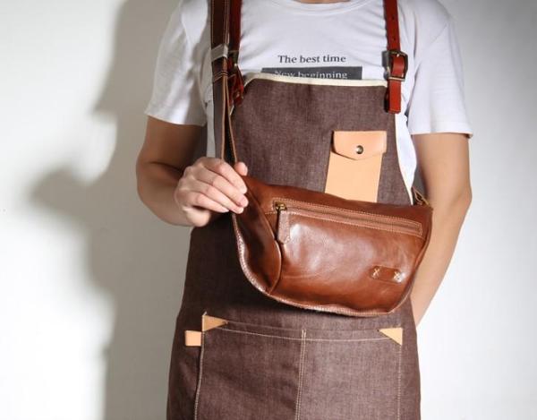 Leather Men Fanny Pack Small Waist Bag Hip Pack Belt Bag Bumbag for Men