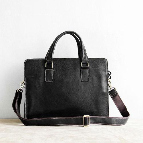 Vintage Black Leather Mens Briefcases Work Bag Laptop Bag Business Bag for Men