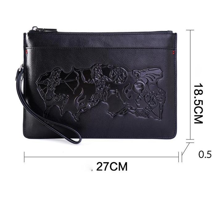 Handmade Leather Mens Urban Cohort Clutch Cool Slim Wallet Zipper Clutch Wristlet Wallet for Men