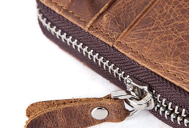 Cool Leather Small Slim Zipper Wallet billfold Wallet Card Wallets For Men
