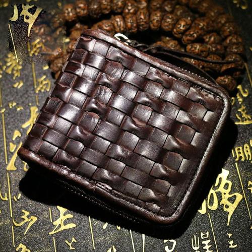 Handmade Leather Braided Mens billfold Wallet Cool Leather Wallet Slim Wallet for Men