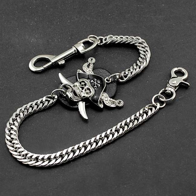 Solid Stainless Steel Pirate Skull Wallet Chain Cool Punk Rock Biker Trucker Wallet Chain Trucker Wallet Chain for Men