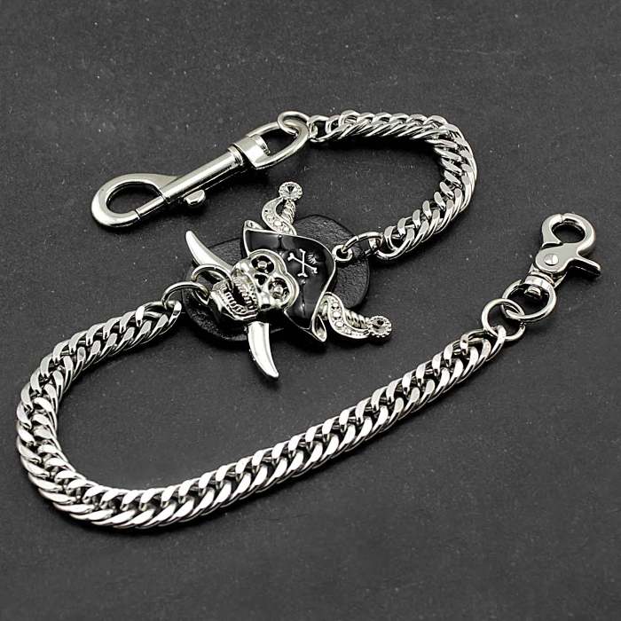 Solid Stainless Steel Pirate Skull Wallet Chain Cool Punk Rock Biker Trucker Wallet Chain Trucker Wallet Chain for Men