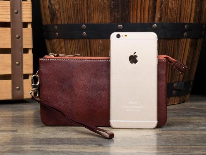 Black Cool Mens long Wallet Wristlet Bag Clutch Bag Red Brown Long Wallets for Men