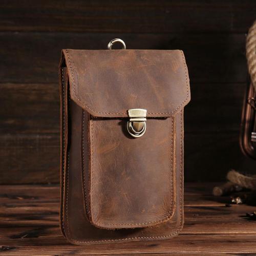 Leather Belt Pouch Mens Small Cases Waist Bag Hip Pack Belt Bag Fanny Pack Bumbag for Men