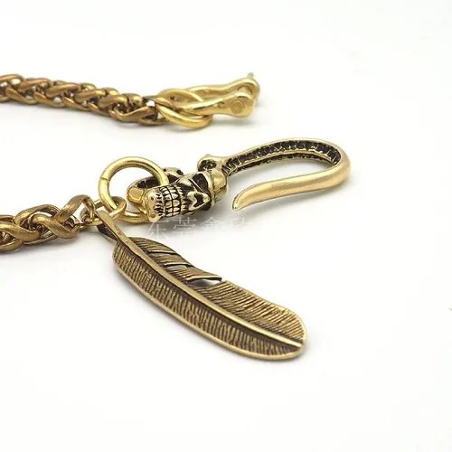 Cool Brass Skull 18'' Biker Wallet Chain Pants Chain Key Chain For Men
