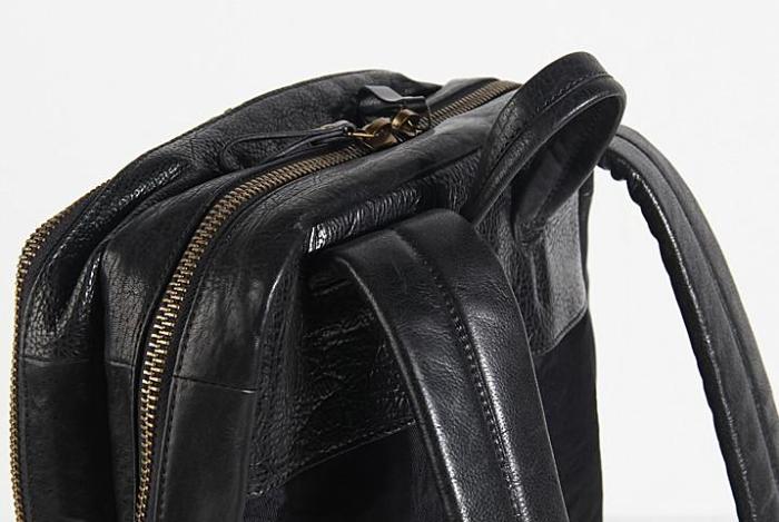 Genuine Leather Mens Cool Backpack Sling Bag Large Black Travel Bag Hiking Bag for men