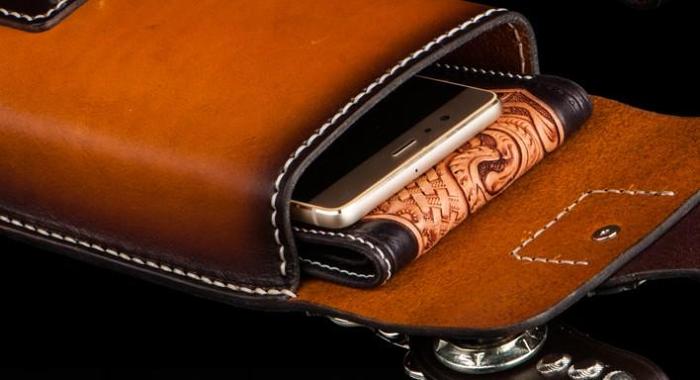 Handmade Biker Leather Belt Pouch Mens Cases Waist Bag Hip Pack Belt Bag Fanny Pack Bumbag for Men