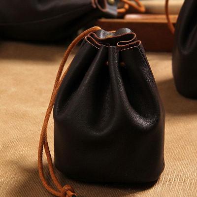 Handmade Leather Black Mens Change Pouch Coin for Men