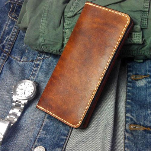 Vintage Brown Leather Bifold Mens Long Wallet Leather Long Wallets for Men