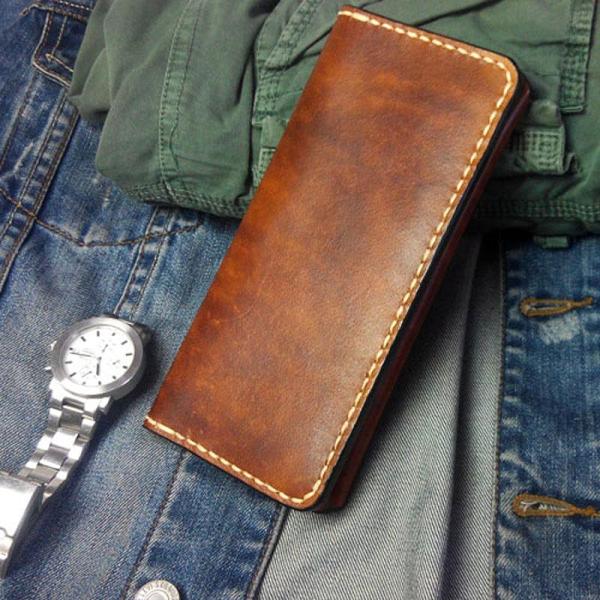Vintage Brown Leather Bifold Mens Long Wallet Leather Long Wallets for Men