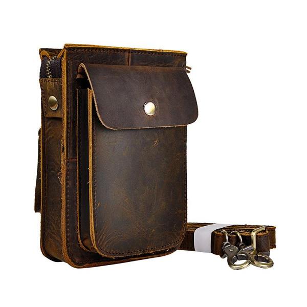 Leather Belt Pouch Mens Small Cases Waist Bag Hip Pack Belt Bag Fanny Pack Bumbag for Men