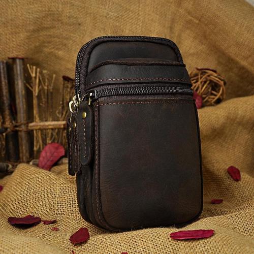 Leather Belt Pouch Mens Small Cases Waist Bag Hip Pack Belt Bag Fanny Pack Bumbag for Men