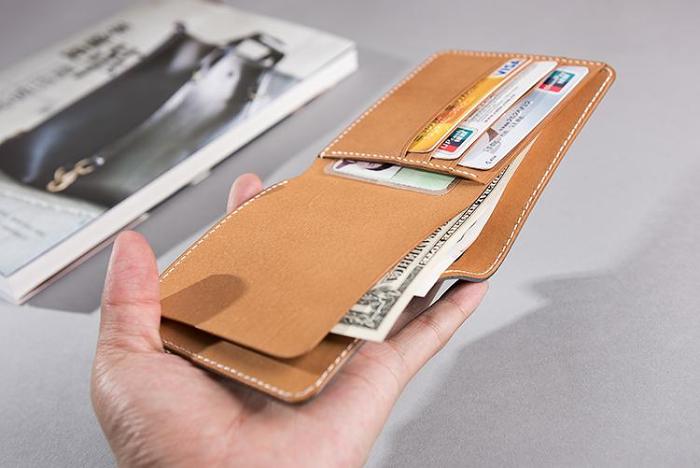 Handmade Leather Mens Cool Slim Leather Wallet Men Small Wallets Bifold for Men