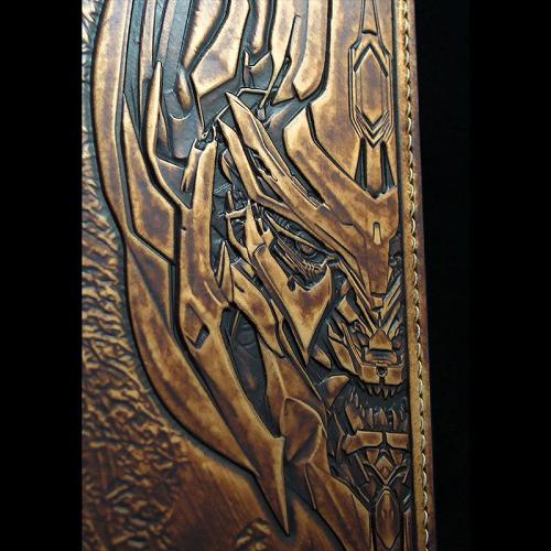 Handmade Leather Tooled Transformers Megatron Mens Long Wallet Cool Leather Wallet Clutch Wallet for Men