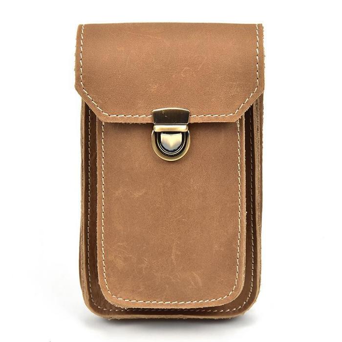 MEN LEATHER Belt Pouch WAIST BAG HIP PACK BELT BAG CELL PHONE HOLSTERS