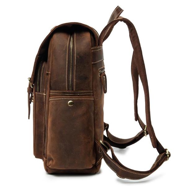 Cool Brown Mens Leather Dark Brown 14 Backpack Travel Backpack College Backpack for Men
