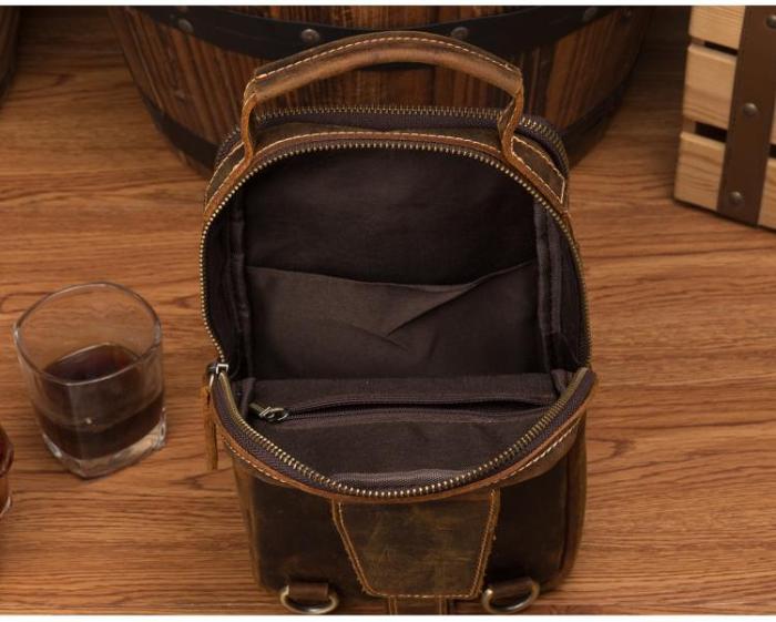 Leather Mens Cool Sling Bag Crossbody Bag Chest Bag for men