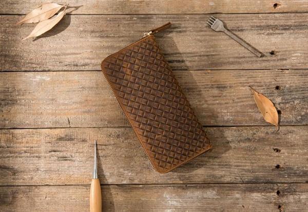 Cool Leather Mens Braided Long Zipper Clutch Wallet Long Wallet for Men