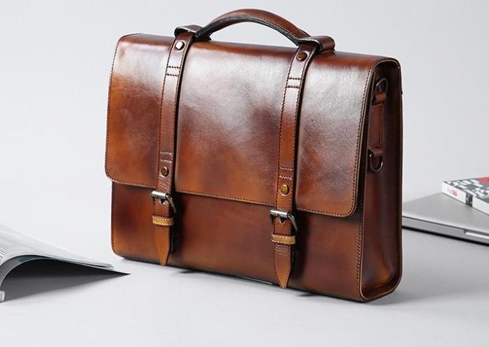 Genuine Leather Mens Cool Messenger Bag Large Briefcase Work Bag Business Bag Laptop Bag for men