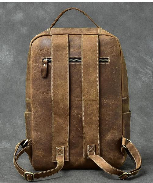 Cool Leather Mens 15 Retro Brown Hiking Backpack Travel Backpack College Backpack for Men