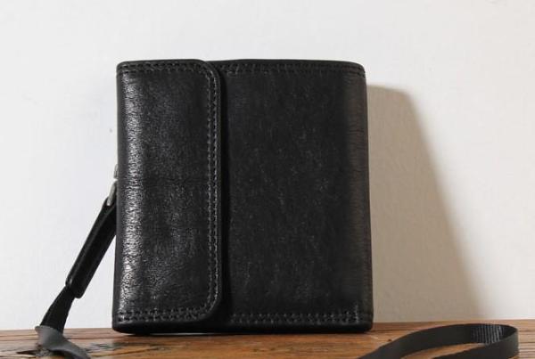 Genuine Leather Mens Cool billfold Leather Wallet Men Small Wallets Trifold for Men