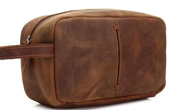 Cool Leather Mens Zipper Wristlet Bag Vintage Clutch Zipper Bags for Men