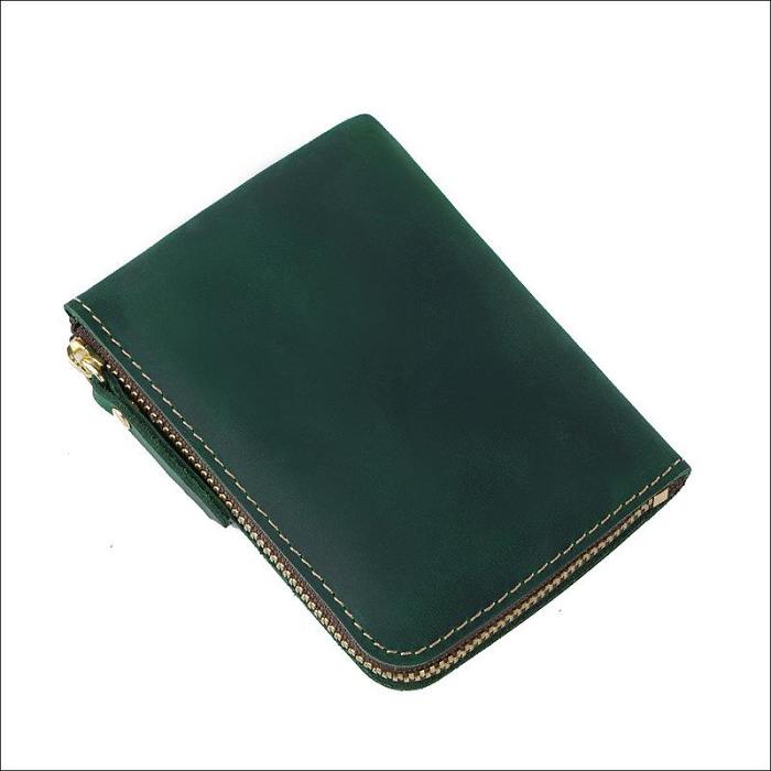 Leather Small Mens Wallet Zipper billfold Front Pocket Wallet Card Wallet Small Wallet for Men