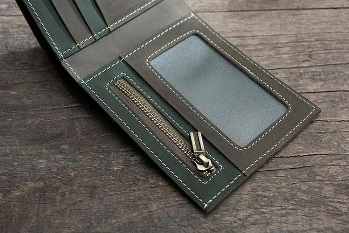 Handmade Leather Mens Cool Slim Leather Wallet Men Small Wallets Bifold for Men