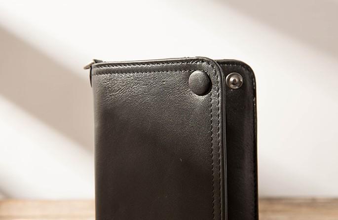 Cool Black Wristlet Wallet Leather Mens Long Wallet Long Wallet for Men