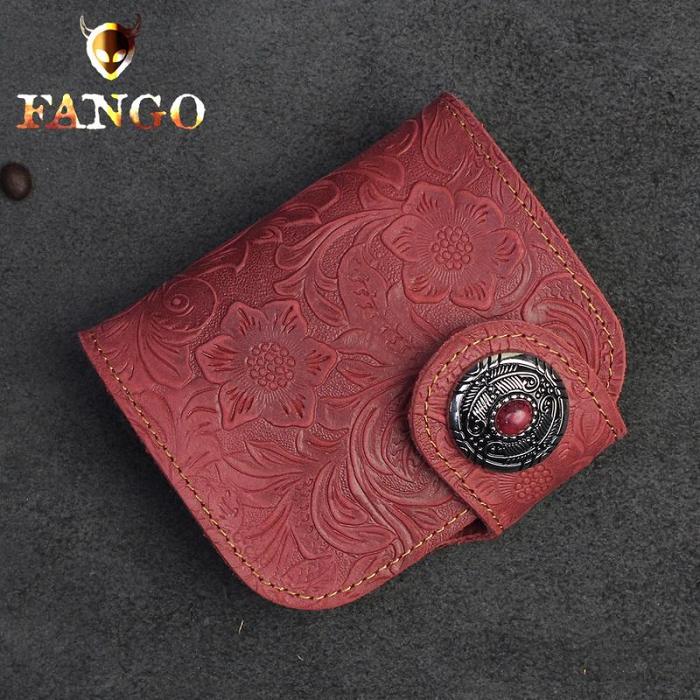 Handmade Leather Floral Mens Cool Biker Wallet Leather Wallet Men billfold Wallets Bifold for Men