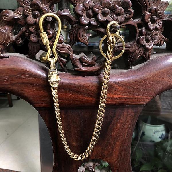 Badass Brass Copper Skull Mens Pants Chain Biker Wallet Chain 18‘?Jeans Chain Jean Chain For Men